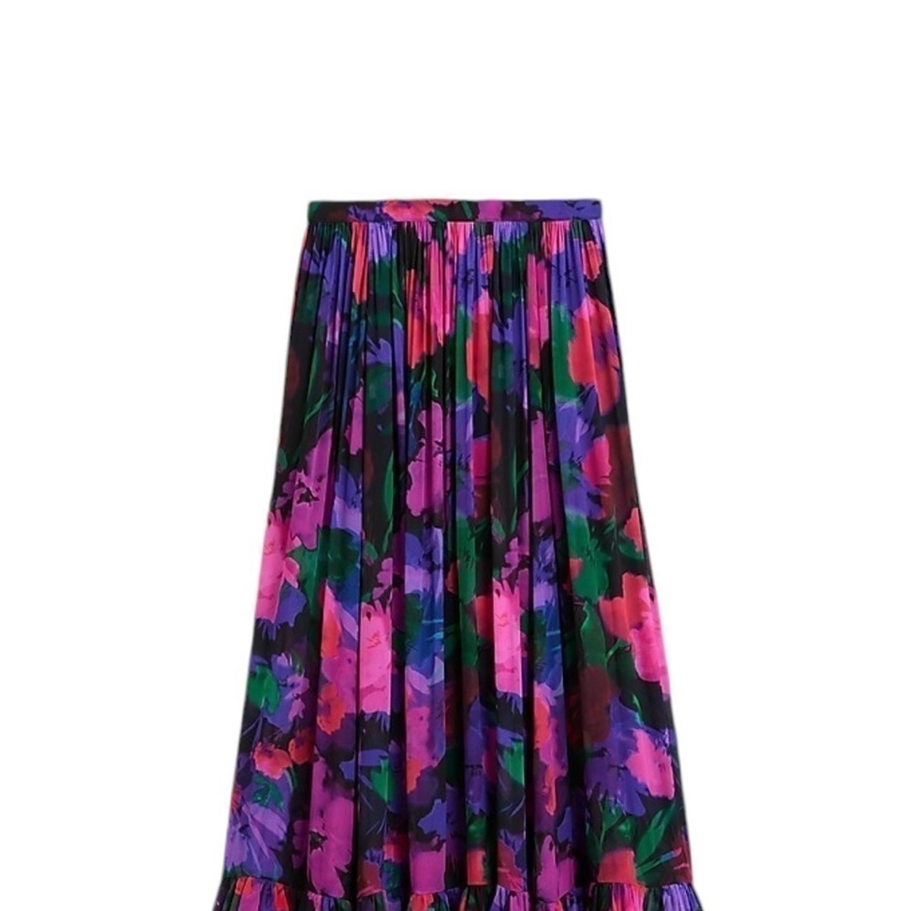 J.Crew Collection Full Length Tiered Skirt in Floral Chiffon Size 12 - Picture 2 of 11
